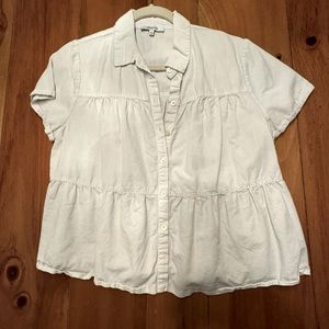 Madewell white short sleeved blouse, size L